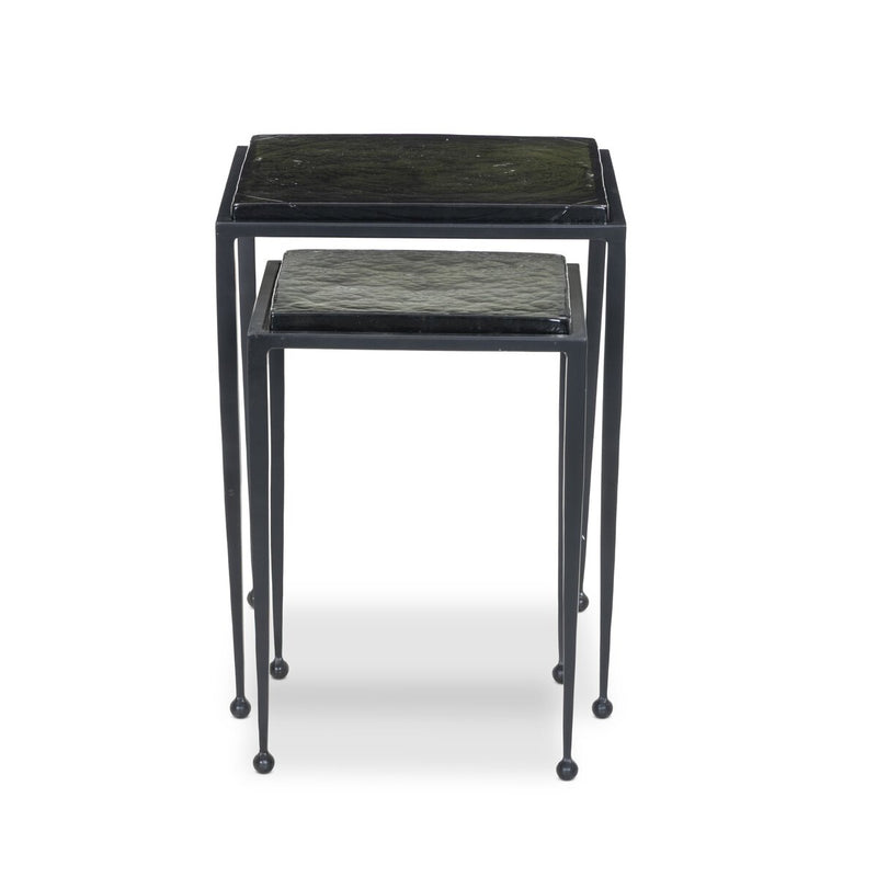 Dalston Nesting End Table Set - Moss Cast Glass