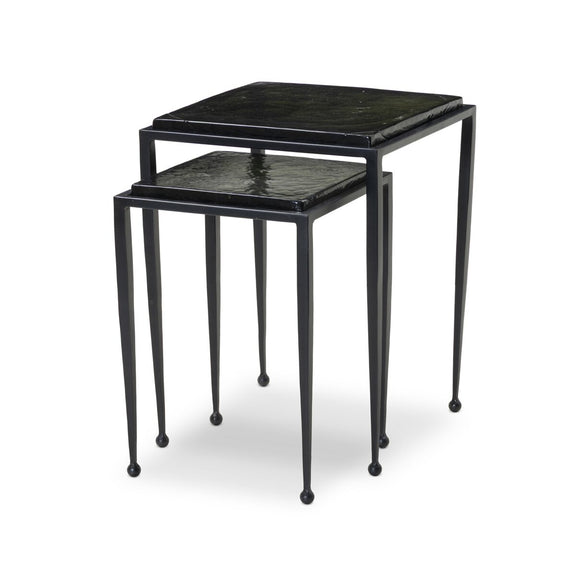 Dalston Nesting End Table Set - Moss Cast Glass