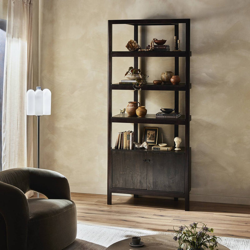 Reza Bookcase - Worn Black Parawood