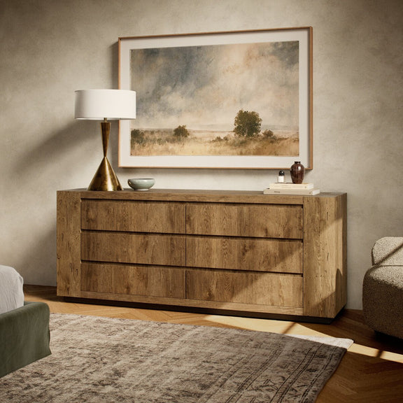 Abaso 6-Drawer Dresser - Rustic Wormwood Oak