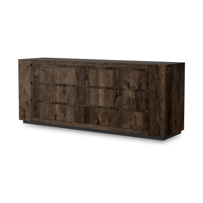Abaso 6-Drawer Dresser - Ebony Rustic Wormwood Oak