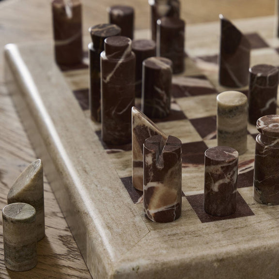 Stone Chess Set - Antique White Marble