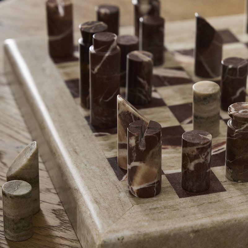 Stone Chess Set - Antique White Marble