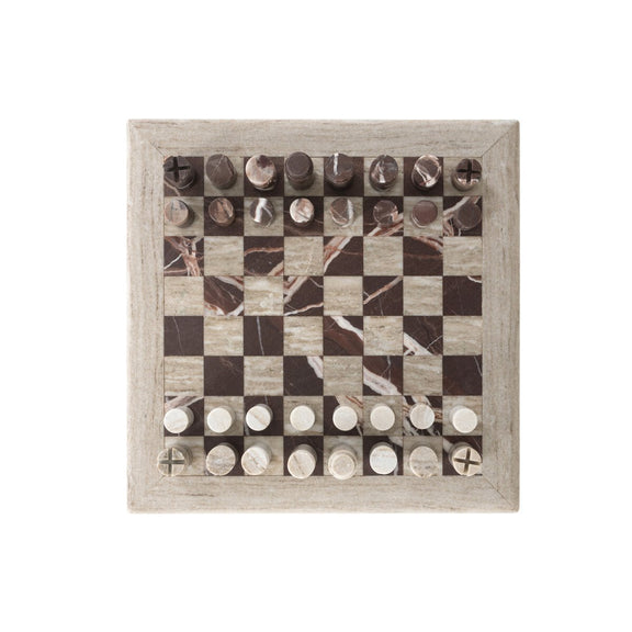 Stone Chess Set - Antique White Marble