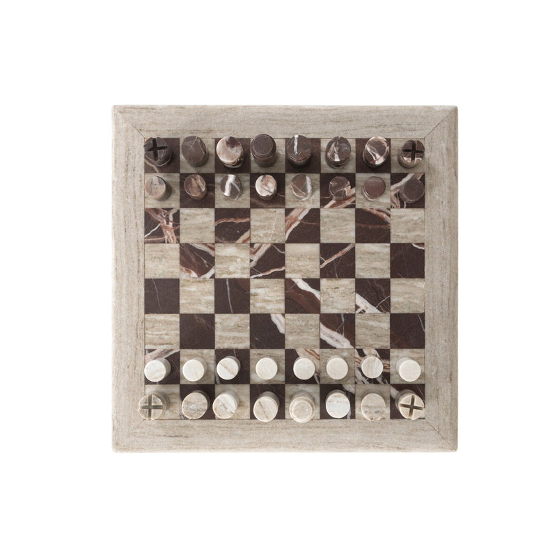 Stone Chess Set - Antique White Marble
