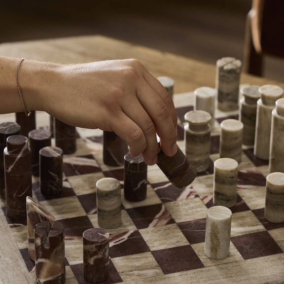 Stone Chess Set - Antique White Marble