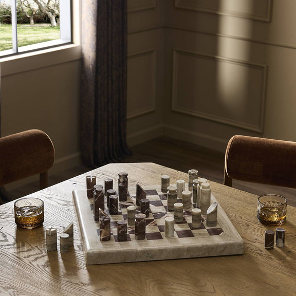 Stone Chess Set - Antique White Marble