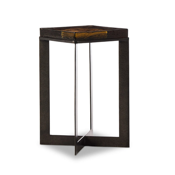 Lennie Cast Glass End Table - Amber Cast Glass