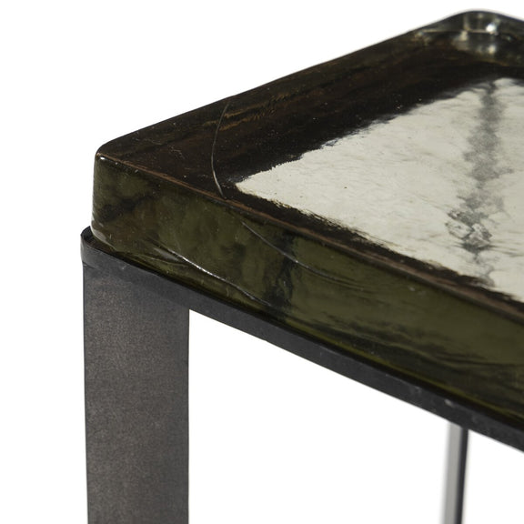 Lennie Cast Glass End Table - Clear Cast Glass