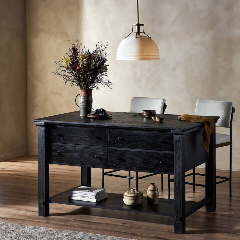 Gardendale Small Kitchen Island - Stained Black Oak Veneer