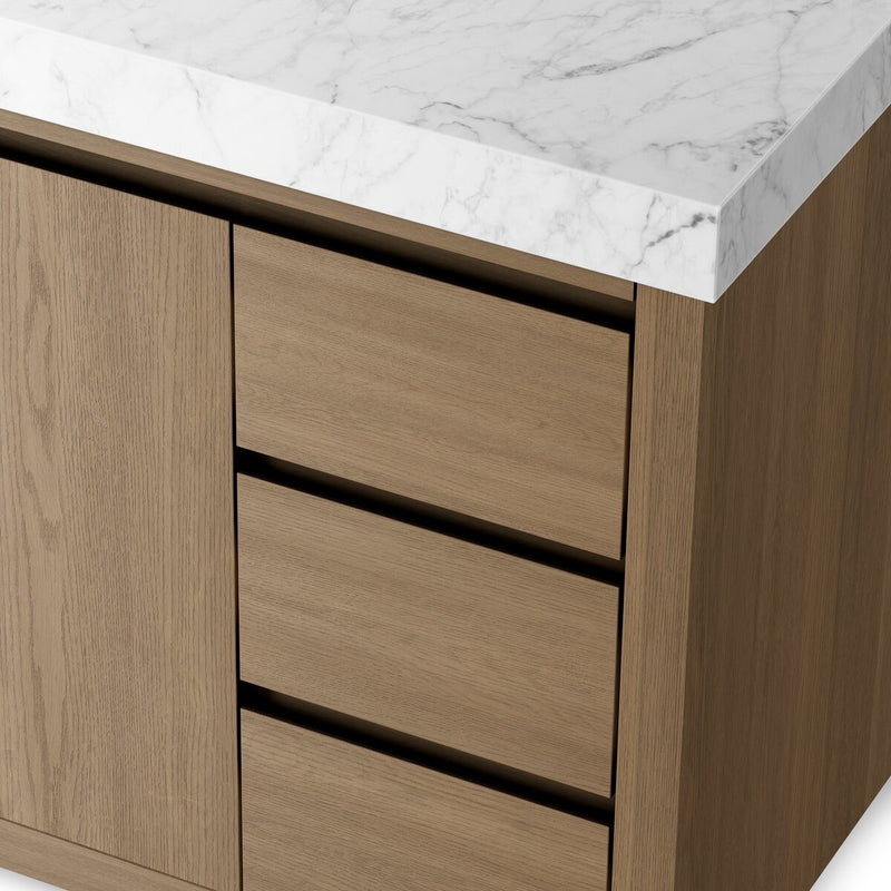 Everett Single Wide Vanity - Satin Light Wash Oak Veneer