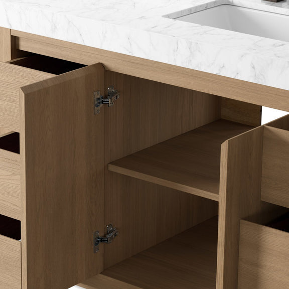 Everett Single Wide Vanity - Satin Light Wash Oak Veneer