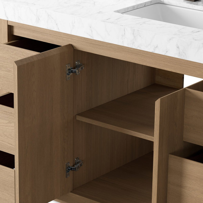 Everett Single Wide Vanity - Satin Light Wash Oak Veneer