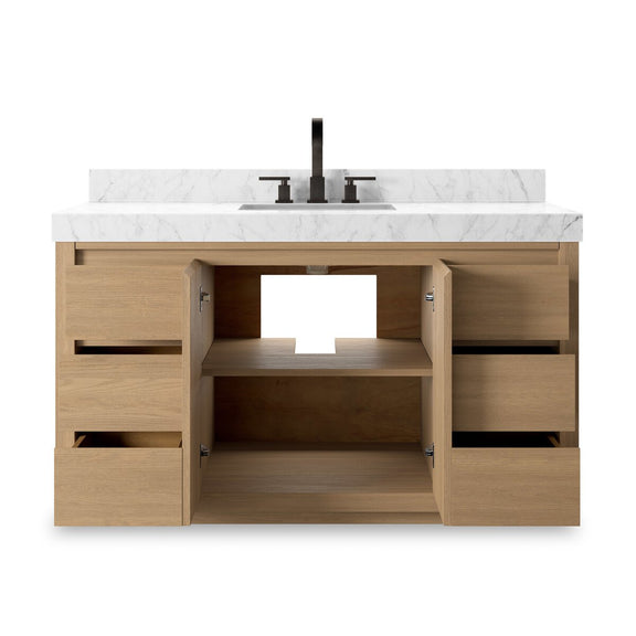 Everett Single Wide Vanity - Satin Light Wash Oak Veneer