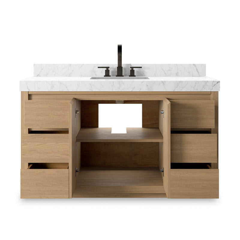 Everett Single Wide Vanity - Satin Light Wash Oak Veneer
