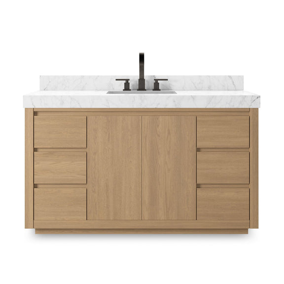 Everett Single Wide Vanity - Satin Light Wash Oak Veneer