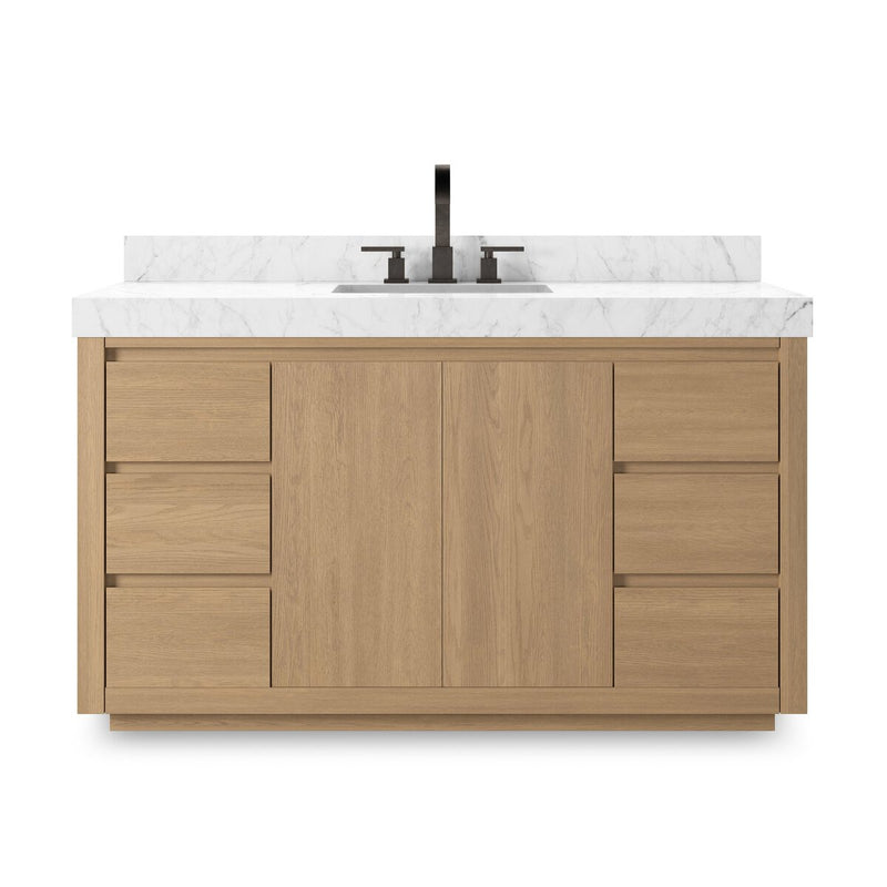Everett Single Wide Vanity - Satin Light Wash Oak Veneer