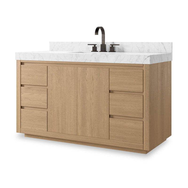 Everett Single Wide Vanity - Satin Light Wash Oak Veneer