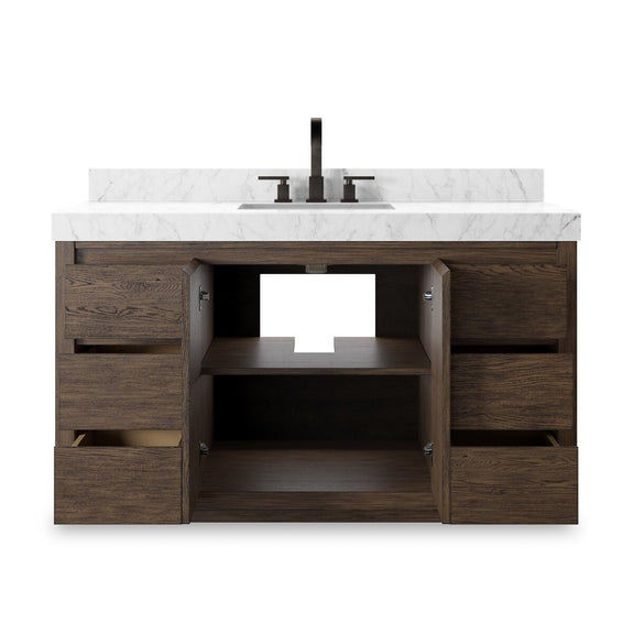 Everett Single Wide Vanity - Satin Espresso Oak Veneer