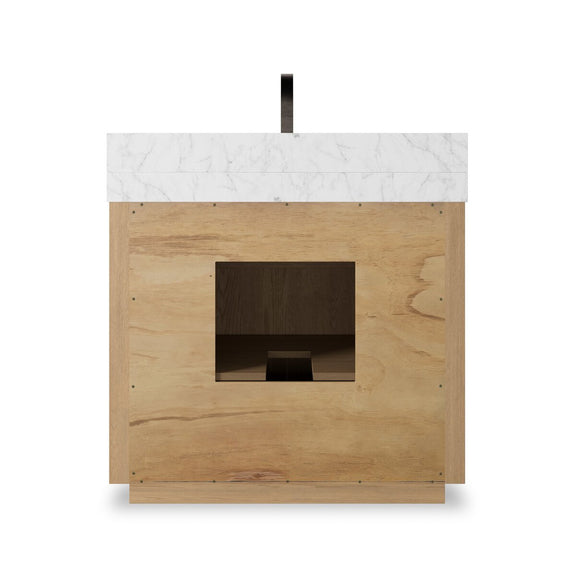 Everett Single Vanity - Satin Light Wash Oak Veneer