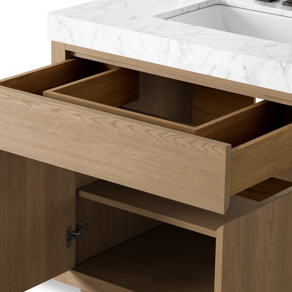 Everett Single Vanity - Satin Light Wash Oak Veneer