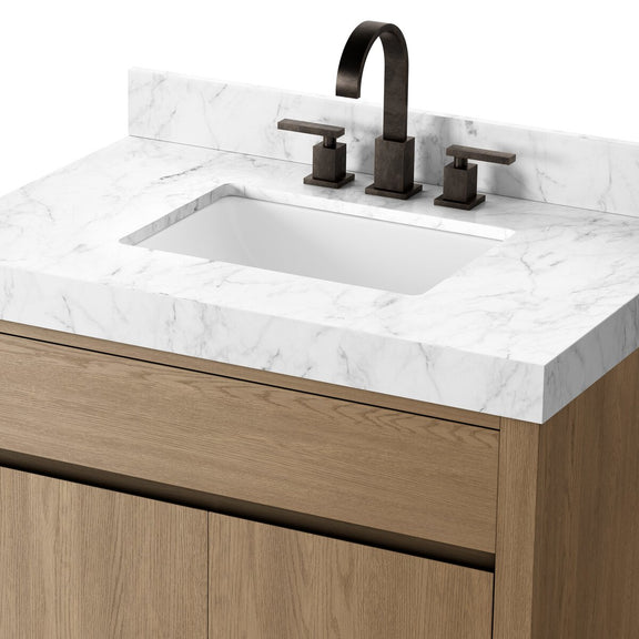 Everett Single Vanity - Satin Light Wash Oak Veneer