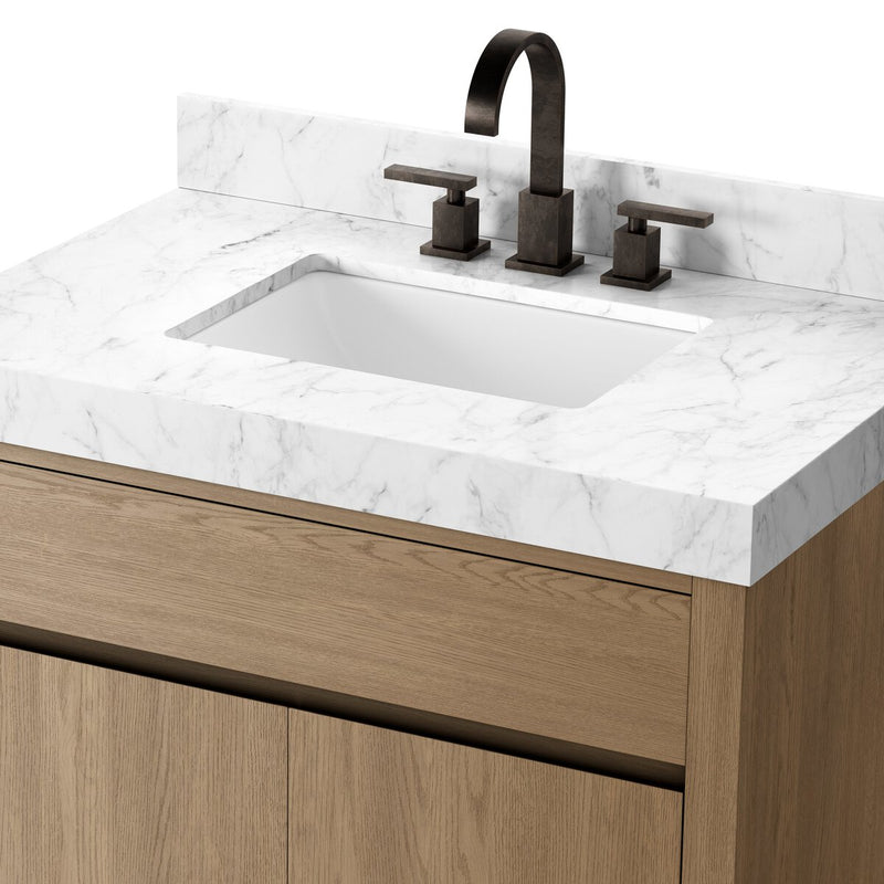 Everett Single Vanity - Satin Light Wash Oak Veneer
