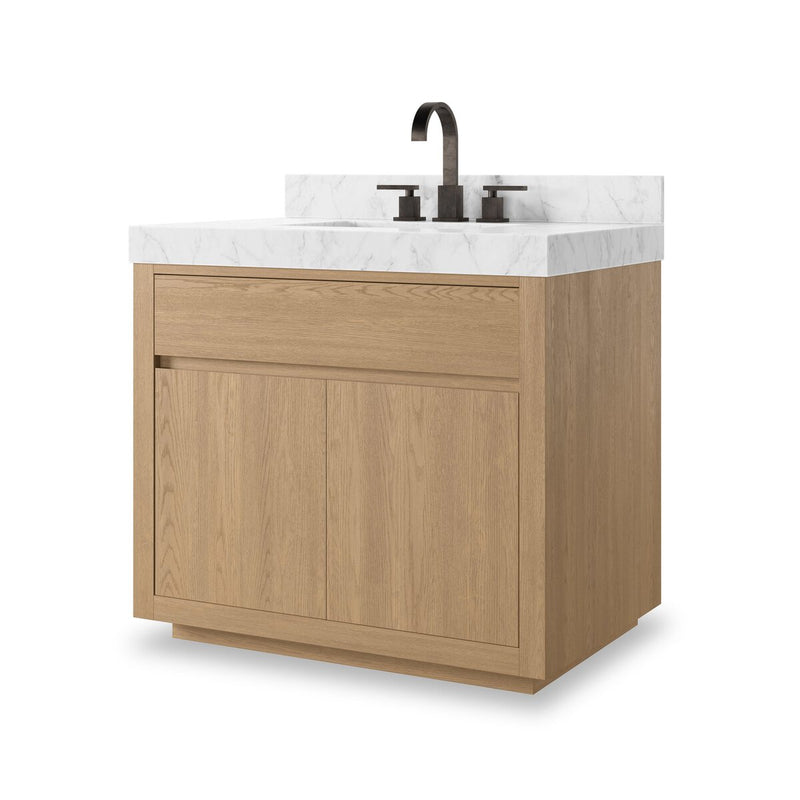 Everett Single Vanity - Satin Light Wash Oak Veneer