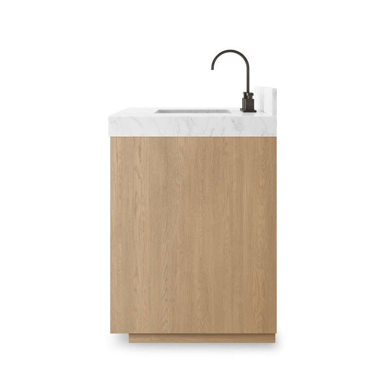 Everett Single Vanity - Satin Light Wash Oak Veneer