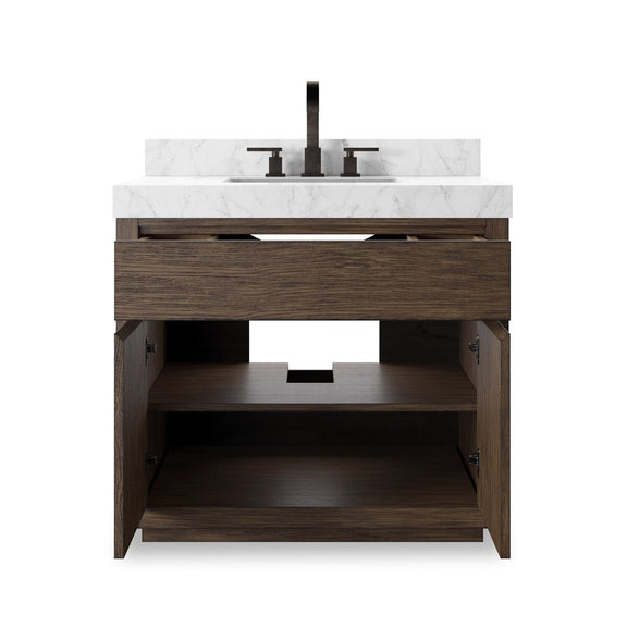 Everett Single Vanity - Satin Espresso Oak Veneer