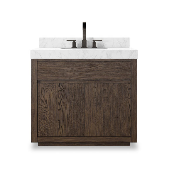 Everett Single Vanity - Satin Espresso Oak Veneer