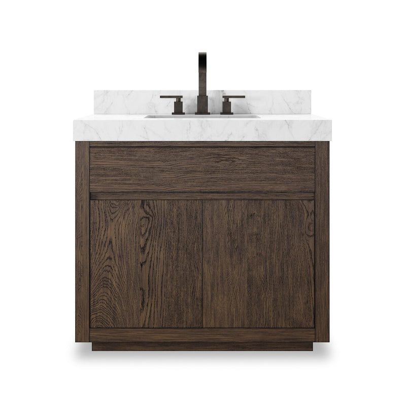 Everett Single Vanity - Satin Espresso Oak Veneer