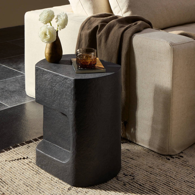 Clementine End Table - Distressed Graphite Concrete