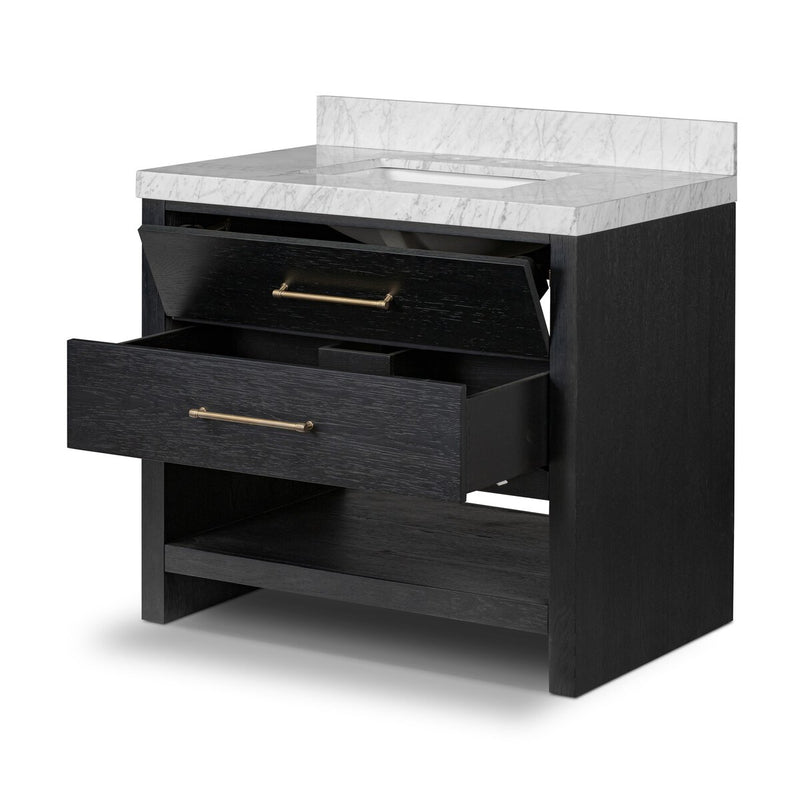 Anthem Single Vanity - Black Wash Oak Veneer