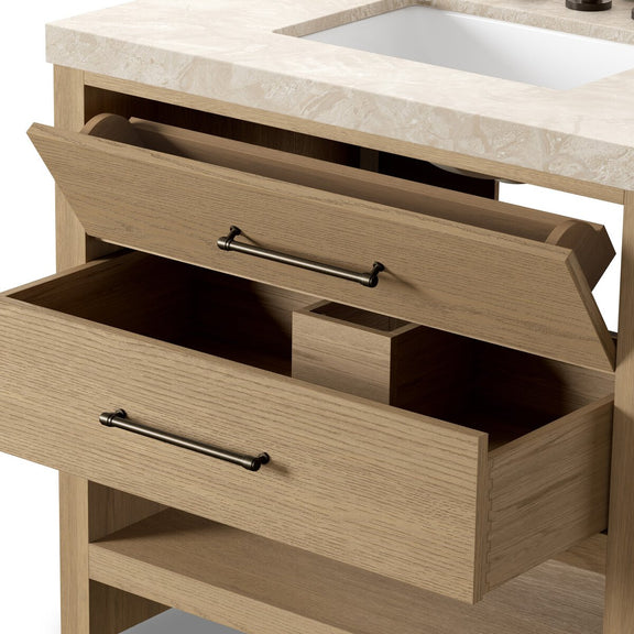 Anthem Single Vanity - Satin Light Wash Oak Veneer
