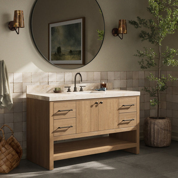 Anthem Single Wide Vanity - Satin Light Wash Oak Veneer