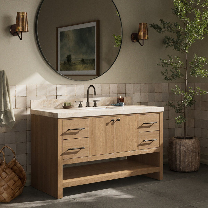Anthem Single Wide Vanity - Satin Light Wash Oak Veneer