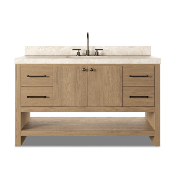 Anthem Single Wide Vanity - Satin Light Wash Oak Veneer