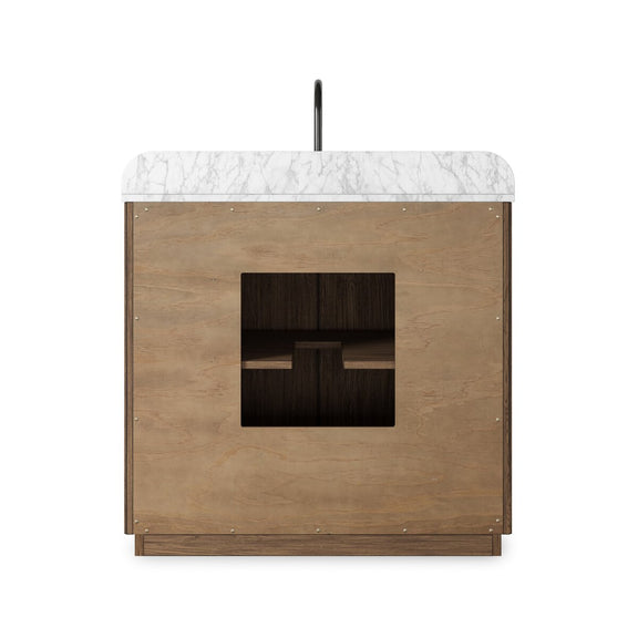 Malden Single Vanity - Satin Espresso Oak Veneer