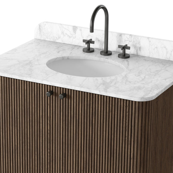 Malden Single Vanity - Satin Espresso Oak Veneer