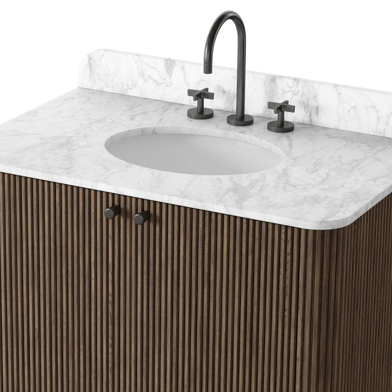 Malden Single Vanity - Satin Espresso Oak Veneer