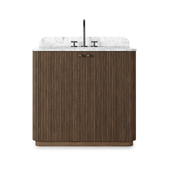 Malden Single Vanity - Satin Espresso Oak Veneer