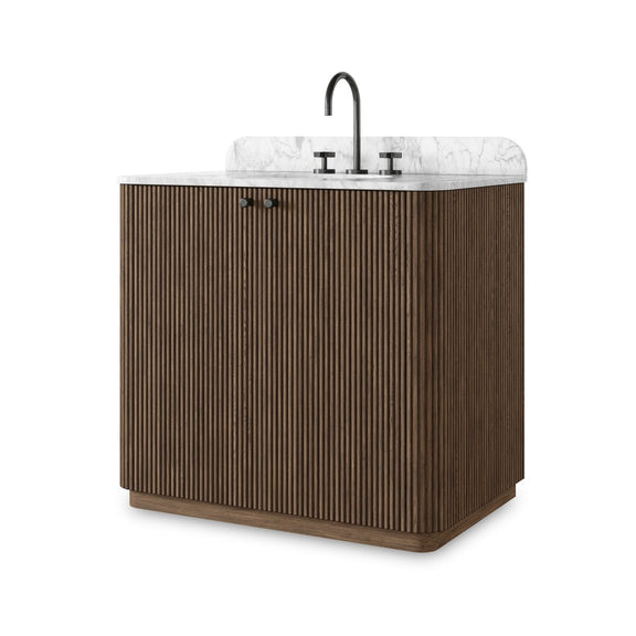 Malden Single Vanity - Satin Espresso Oak Veneer