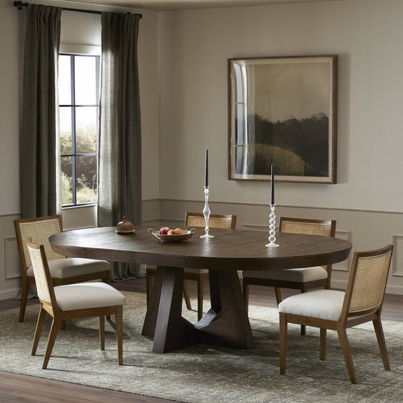 Zelda Round Extension Dining Table - Fawn Oak Veneer