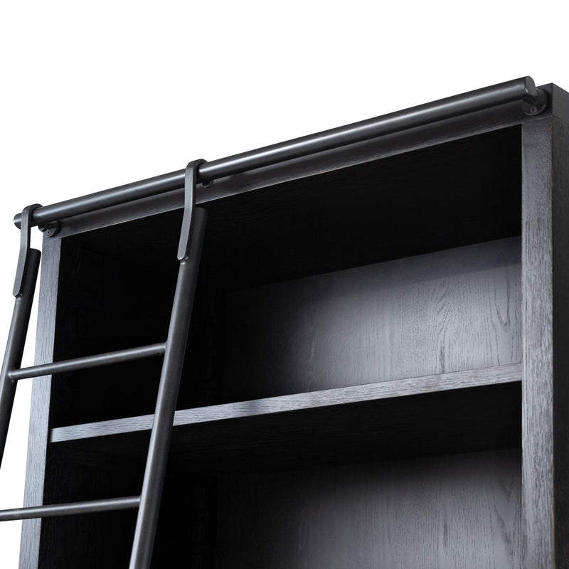 Admont Double Bookcase With Ladder - Worn Black