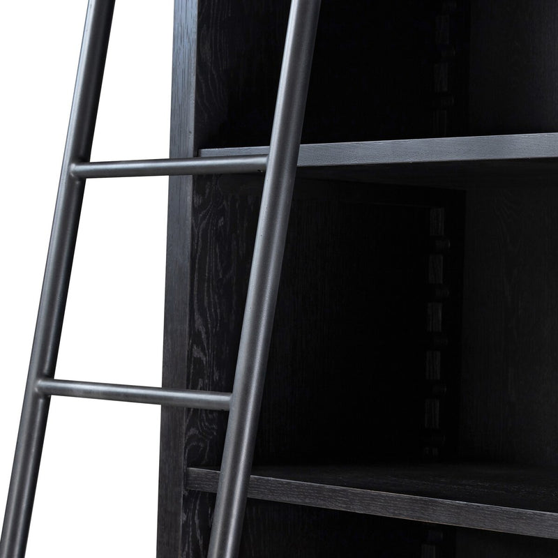 Admont Double Bookcase With Ladder - Worn Black