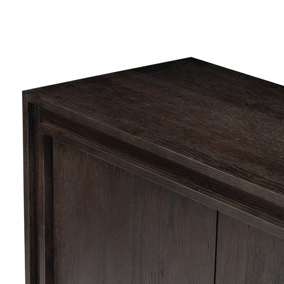 Chalmers Media Console - Smoked Black Resawn Oak