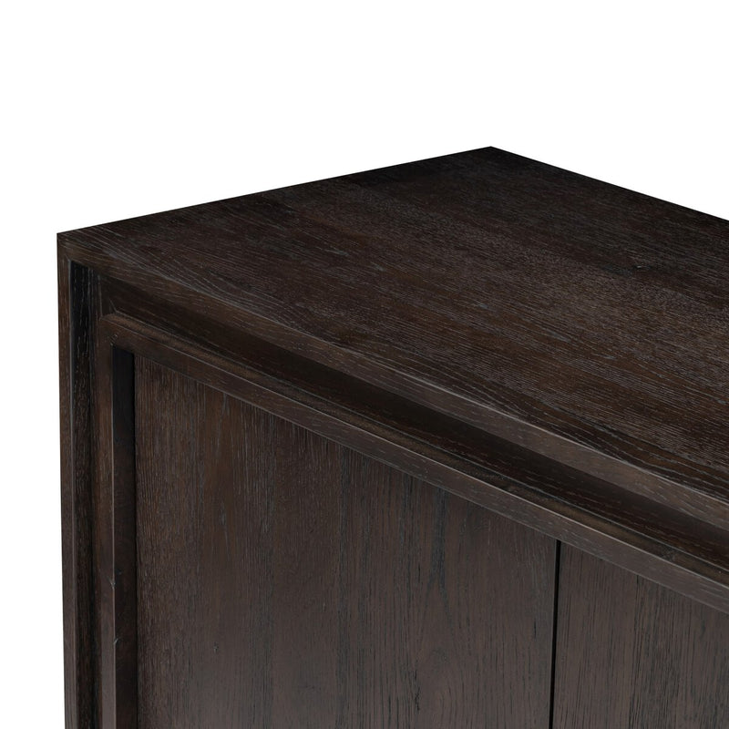Chalmers Media Console - Smoked Black Resawn Oak