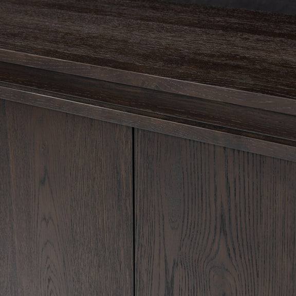 Chalmers Media Console - Smoked Black Resawn Oak