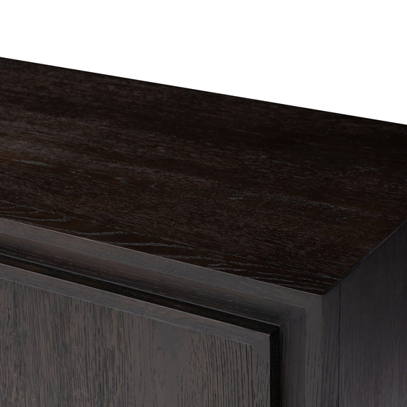 Chalmers Media Console - Smoked Black Resawn Oak